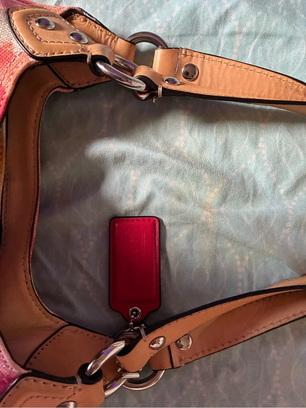 Coach Floral Canvas Hobo Bag in Pink, Yellow & Tan - Picture 6 of 6